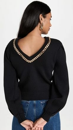Deals 😍 Aje Elle Chain Open Back Knit Sweater Black ✨ -DEMYLEE SHOP ajeee302041cd2d 1659550303734 2 0. UX540 . QL90