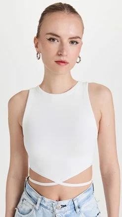 Cheap 👏 Alice + Olivia Latia Tie Waist Knit Tank Soft White 👏