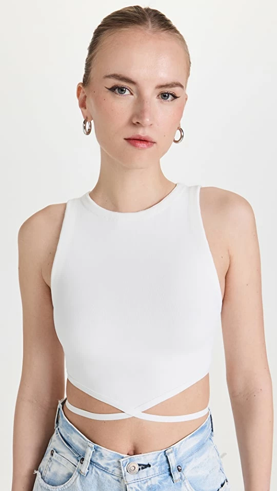 Cheap π Alice + Olivia Latia Tie Waist Knit Tank Soft White π 3 Cheap π Alice + Olivia Latia Tie Waist Knit Tank Soft White π