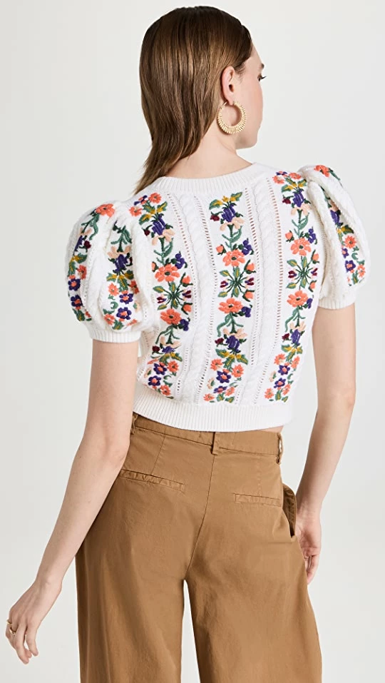 Hot Sale π Alice + Olivia Daren Puff Sleeve Sweater Soft White/Multi π 4 Hot Sale π Alice + Olivia Daren Puff Sleeve Sweater Soft White/Multi π - Image 2