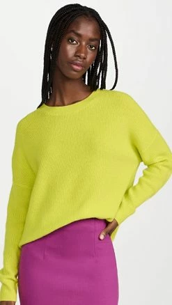 Flash Sale 😉 Alice + Olivia Caprice Cashmere Crewneck Drop Shoulder Pullover Citron ❤️