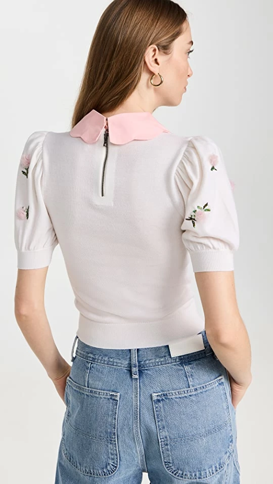 Wholesale β Alice + Olivia Chase Puff Sleeve Sweater Soft White/Petal π₯° 4 Wholesale β Alice + Olivia Chase Puff Sleeve Sweater Soft White/Petal π₯° - Image 2