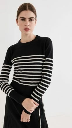 Hot Sale 🥰 Altuzarra Camarina Cashmere Sweater Black/Ntrl White ⭐