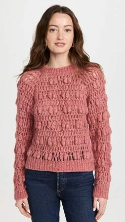 Hot Sale π AMO Jane Raglan Crochet Sweater Luminous Pink π