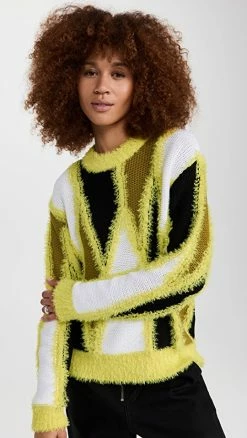 Outlet 🔔 Andersson Bell Reims Intarsia Sweater Black/Neon 🛒