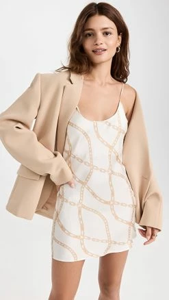Cheap 😍 ANINE BING Lisette Slip 👗 Dress Cream And Tan Link Print Multi 😍
