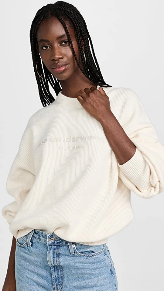 Top 10 π Alexander Wang Pullover Sweater With Tpu Logo Print Ivory β 3 Top 10 π Alexander Wang Pullover Sweater With Tpu Logo Print Ivory β