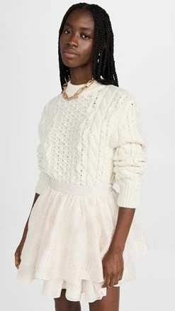 Outlet 🛒 Brandon Maxwell Xoxo Chunky Mock Neck Sweater Ivory 😍