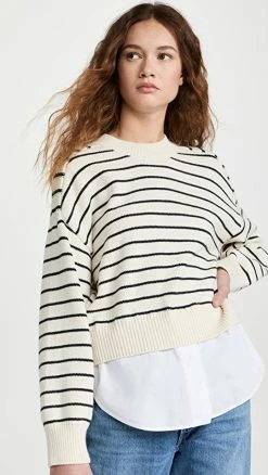 Outlet 🎉 Brochu Walker Eden Stripe Sweater Tusk Striped Combo 🛒
