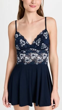 Outlet 🤩 Cosabella Savona Chemise G-String Set Nocturnal Blue 👍