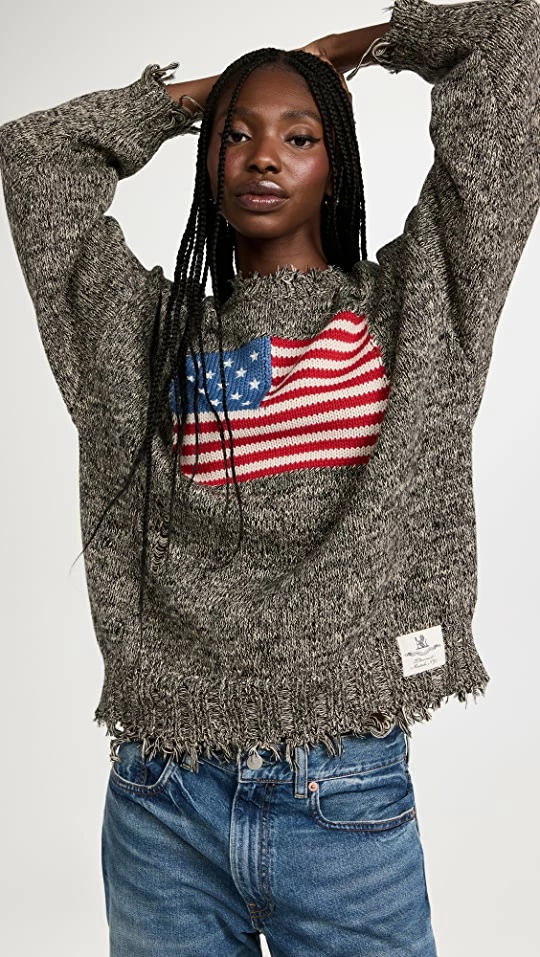 Discount π Denimist American Flag Oversized Sweater Black Marled π 3 Discount π Denimist American Flag Oversized Sweater Black Marled π