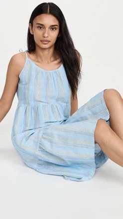 Budget 👍 ELSE Patmos Slip 👗 Dress Multi Blue Striped 🥰
