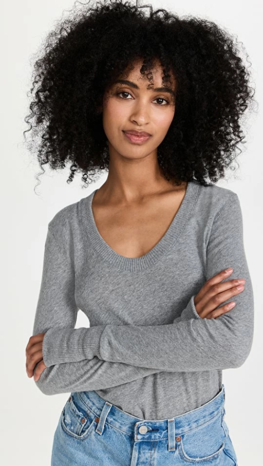 Outlet π₯° Enza Costa Long Sleeve Cuffed Sweater Smoke π 3 Outlet π₯° Enza Costa Long Sleeve Cuffed Sweater Smoke π