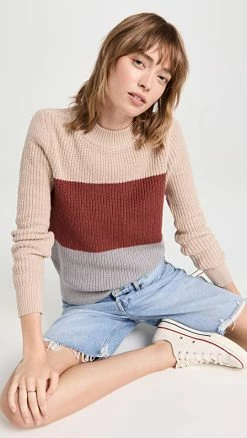 Cheapest 🌟 Faherty Cozy Cotton Crew Sweater Autumn Colorblock ⭐