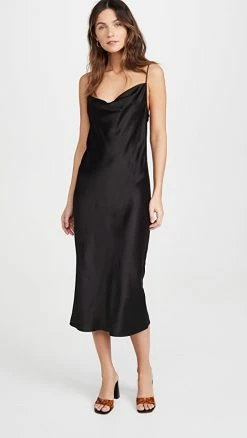 Cheap 🔔 Fleur Du Mal Cowl Neck Slip 👗 Dress Black 👏