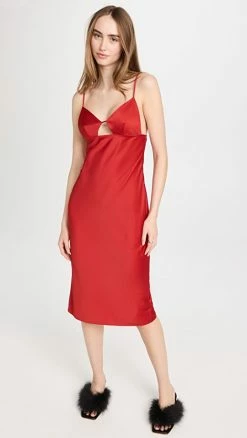 Best Sale ✔️ Fleur Du Mal Eco Luxe Keyhole Slip 👗 Dress Rouge 😍