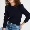 Hot Sale 👏 FRAME Shirred Sleeve Cashmere Sweater Navy ⌛