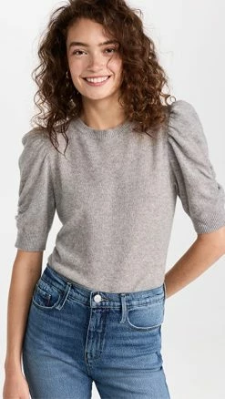 Cheap 🥰 FRAME Frankie Crew Cashmere Sweater Gris Heather 😍