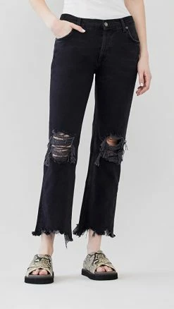 DEMYLEE SHOP 17 Best Sale 🔔 Free People Maggie Mid Rise Straight 👖 Jeans Washed Black 👍