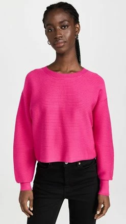 Brand new 👍 Good American Crew Neck Sweater Fuchsia Pink001 😉