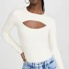 Discount 🔥 Good American Cut Out Rib Top Ivory001 💯
