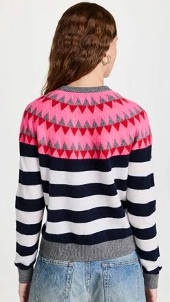 New 😀 Jumper 1234 Val Stripe Cashmere Crew Sweater Mid Grey/Neon Pink ⭐ -DEMYLEE SHOP jumpe300361ed04 1669134094755 2 0. UX540 . QL90
