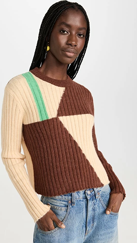 Discount π KITRI Rory Chocolate Tile Print Sweater π― 3 Discount π KITRI Rory Chocolate Tile Print Sweater π―