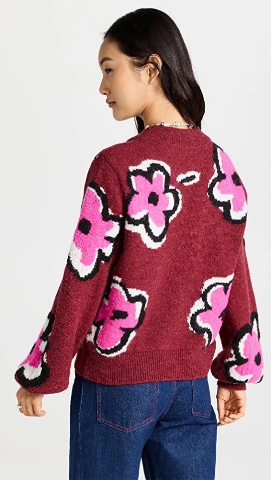 Outlet ✔️ KITRI Joelle Painted Floral Sweater Ruby ✔️ 4 Outlet ✔️ KITRI Joelle Painted Floral Sweater Ruby ✔️ - Image 2