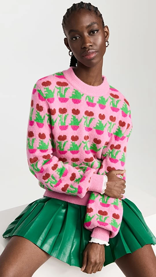 Best Pirce π KITRI Joelle Pink Flower Pot Sweater π 3 Best Pirce π KITRI Joelle Pink Flower Pot Sweater π