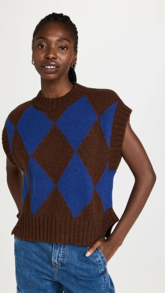 Discount π― La Double J Argyle Gilet Vest Bordeaux / Blue π₯ 3 Discount π― La Double J Argyle Gilet Vest Bordeaux / Blue π₯