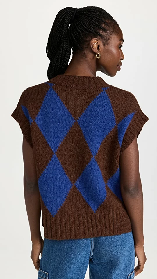 Discount π― La Double J Argyle Gilet Vest Bordeaux / Blue π₯ 4 Discount π― La Double J Argyle Gilet Vest Bordeaux / Blue π₯ - Image 2