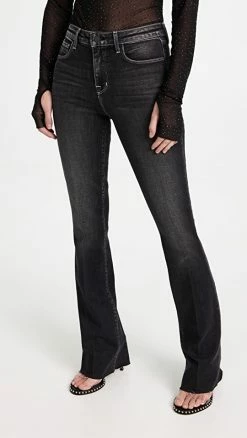 Hot Sale 🔔 L'AGENCE Ruth Straight Raw 👖 Jeans Carbon Black ✔️