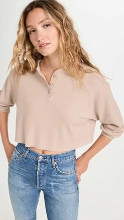 Budget ✨ LNA Malo Waffle Henley Taupe ❤️