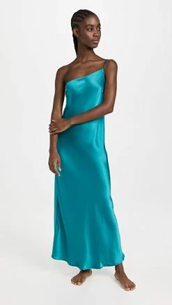 Discount 🤩 Maison Essentiele Asymmetrical Maxi Slip Teal ❤️