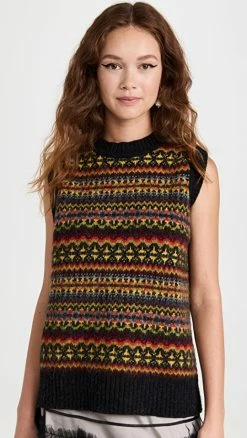 Outlet 💯 Molly Goddard Fair Isle Vest Grey Fairisle 🧨