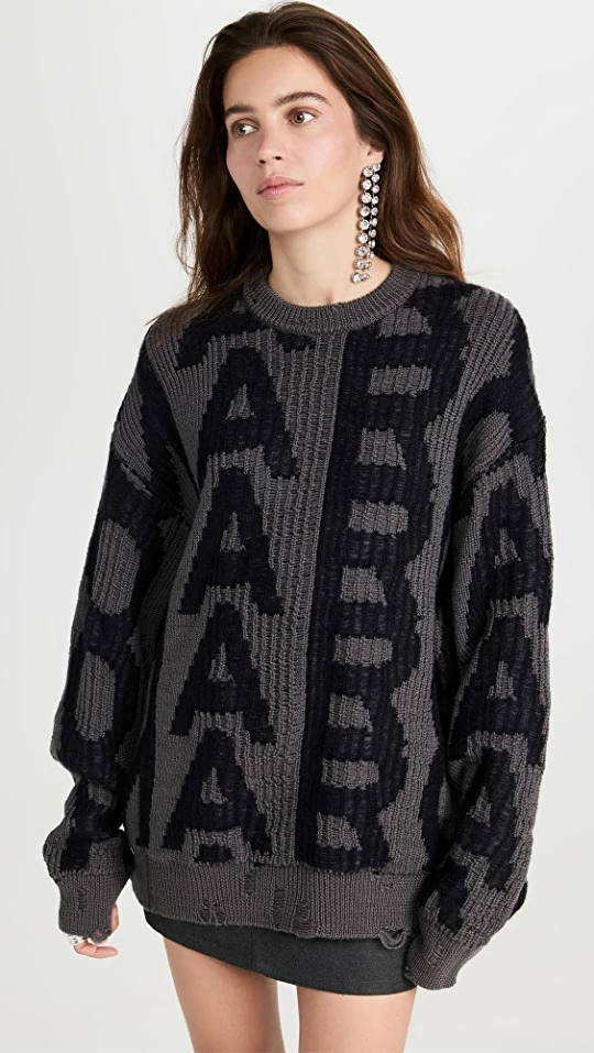 Outlet π Marc Jacobs Monogram Distressed Sweater Black/Charcoal π₯ 3 Outlet π Marc Jacobs Monogram Distressed Sweater Black/Charcoal π₯