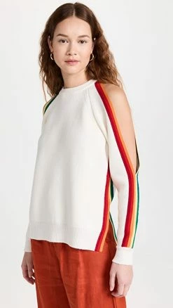 Best deal 👍 Monse Rainbow Trim Slit Sleeve Sweater Ivory 🔥