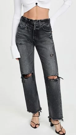 DEMYLEE SHOP 5 Wholesale 💯 MOUSSY VINTAGE Odessa Wide Straight 👖 Jeans Black ✨