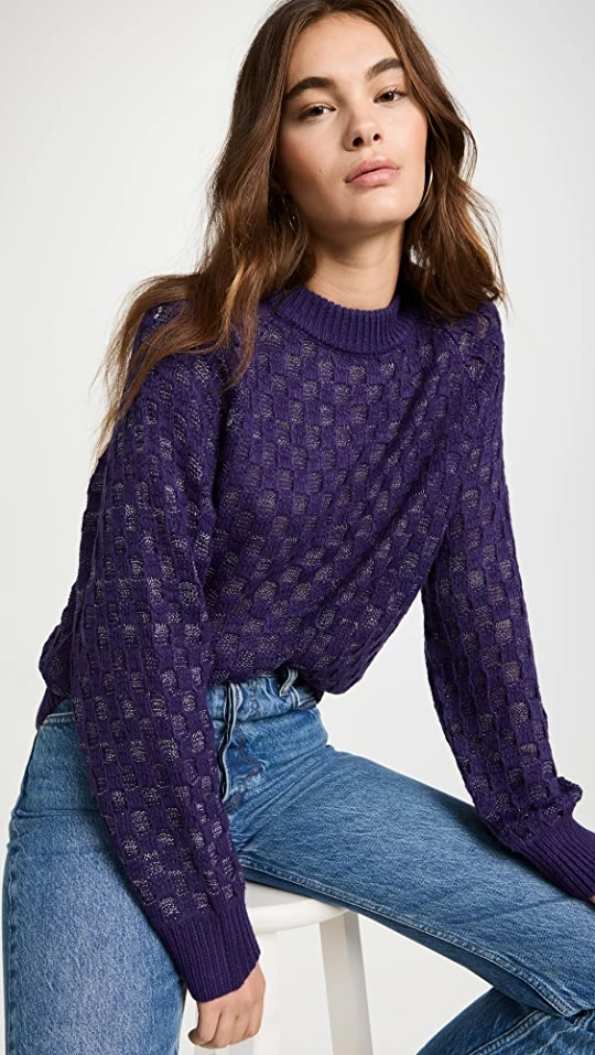 Best Sale β¨ Moon River Check Sweater Purple π 4 Best Sale β¨ Moon River Check Sweater Purple π - Image 2