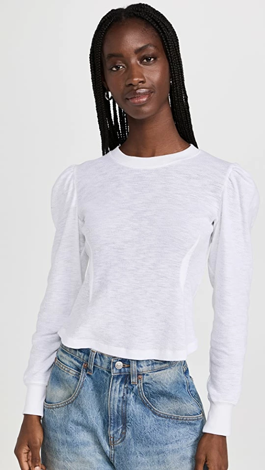 Budget π€© Marissa Webb Blair Waffle Knit Puff Sleeve Pullover White β¨ 3 Budget π€© Marissa Webb Blair Waffle Knit Puff Sleeve Pullover White β¨