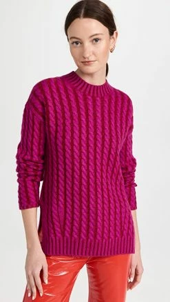 Discount 🎉 Naadam Color Plaited Cable Crewneck Sweater Rose Gold 👏