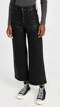 Cheap 🔥 PAIGE Anessa Wide Leg 👖 Jeans Black Fog Luxe 🧥 Coating 👍