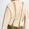 Best reviews of ✔️ PushBUTTON Ivory Cable Mesh Combi Crop Knit Pullover 🥰