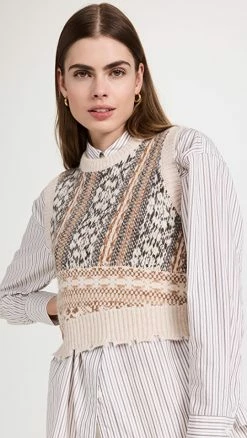 Outlet 🌟 Rag & Bone Hollis Fair Isle Vest Brown Multi 👏