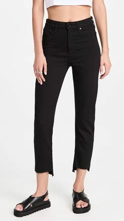 Discount 😀 Rag & Bone Nina High-Rise Ankle Cigarette 👖 Jeans Black ⭐