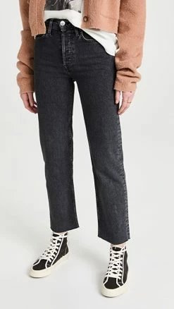 DEMYLEE SHOP 7 Cheap 🤩 RE/DONE 70s Stove Pipe 👖 Jeans Stoned Noir 👏