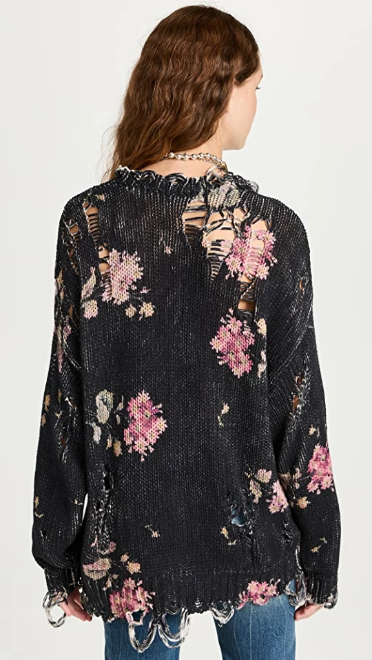 Top 10 π R13 Floral Distressed Oversized Sweater Floral On Black β€οΈ 4 Top 10 π R13 Floral Distressed Oversized Sweater Floral On Black β€οΈ - Image 2