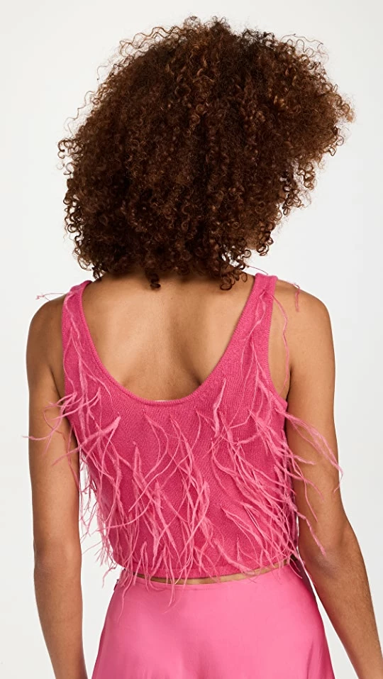 Buy π LAPOINTE Cashmere Feather Embroidered Crop Tank Magenta π 4 Buy π LAPOINTE Cashmere Feather Embroidered Crop Tank Magenta π - Image 2