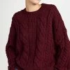 Discount ✨ Something Navy Cableknit Crew Neck Sweater Burgundy ✔️ -DEMYLEE SHOP snvyy3010610532 1666213263186 2 0. UX540 . QL90