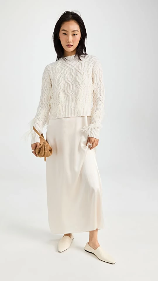 Flash Sale π₯ Vince Feather Embelished Cable Sweater Cream β¨ 3 Flash Sale π₯ Vince Feather Embelished Cable Sweater Cream β¨